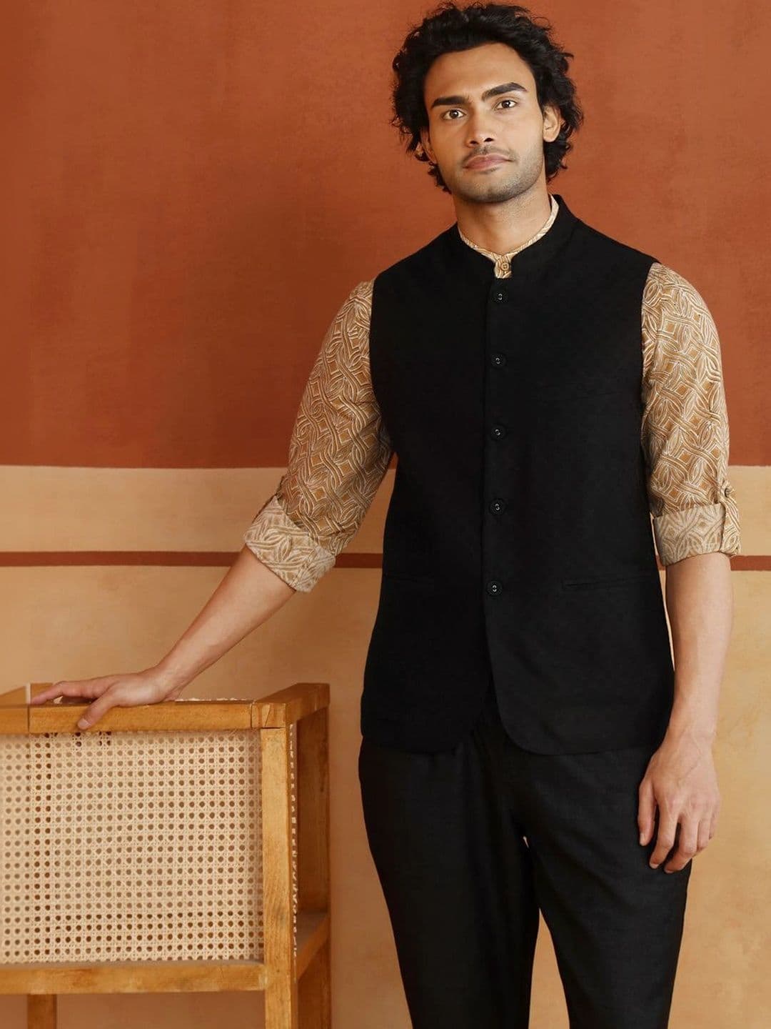 Fabindia Slim Fit Woven Design Nehru Jackets - view 1