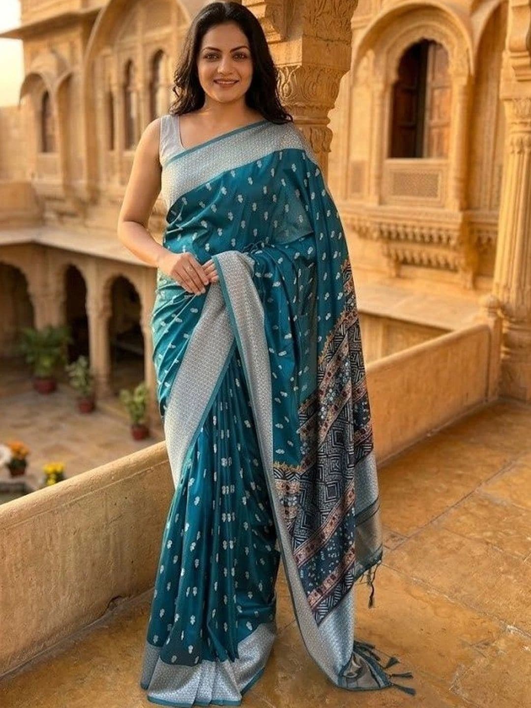 GMK Fashions Woven Design Zari Pure Silk Banarasi Saree - view 1