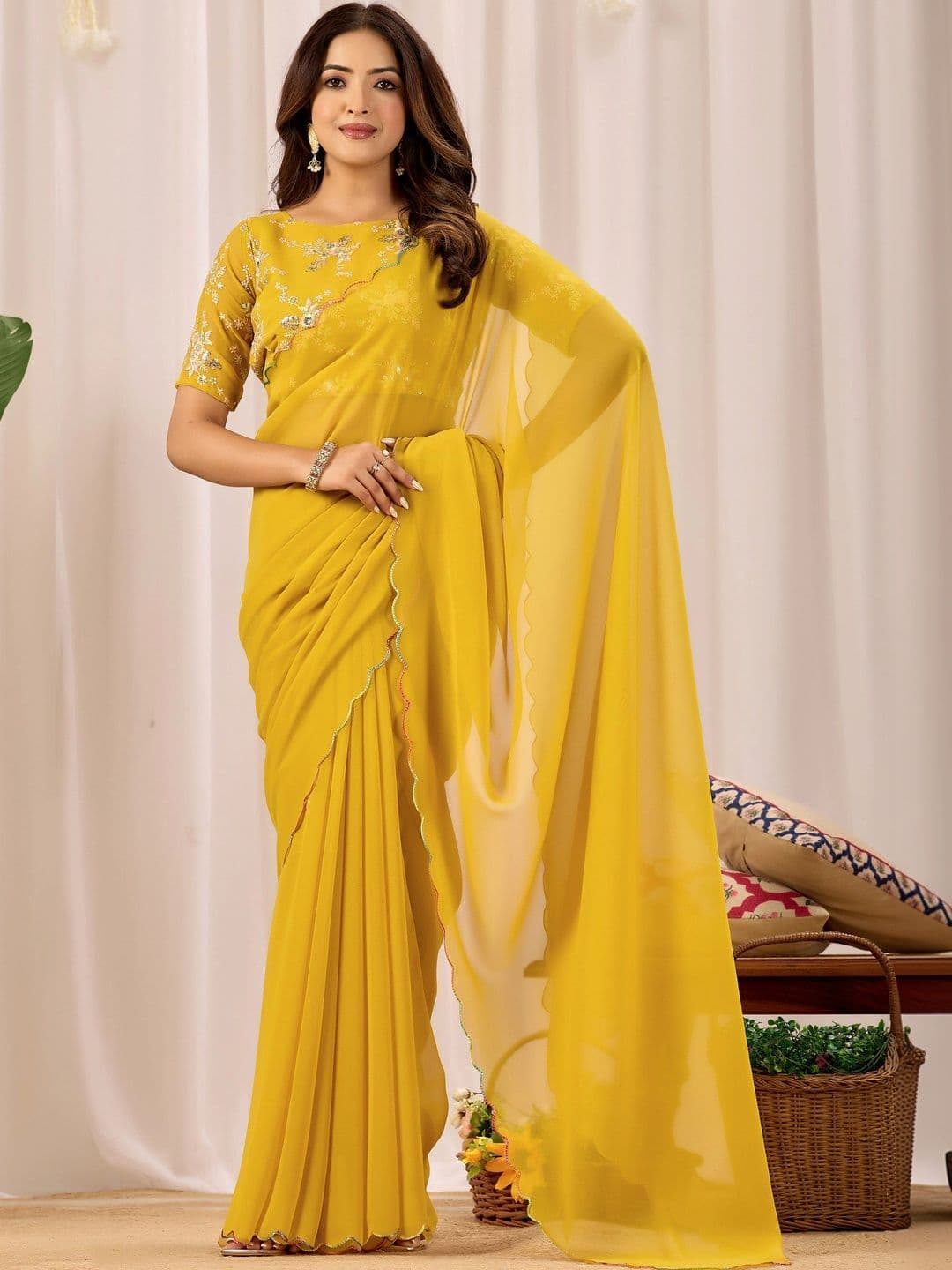 Panzora Embroidered Poly Georgette Designer Saree - view 1