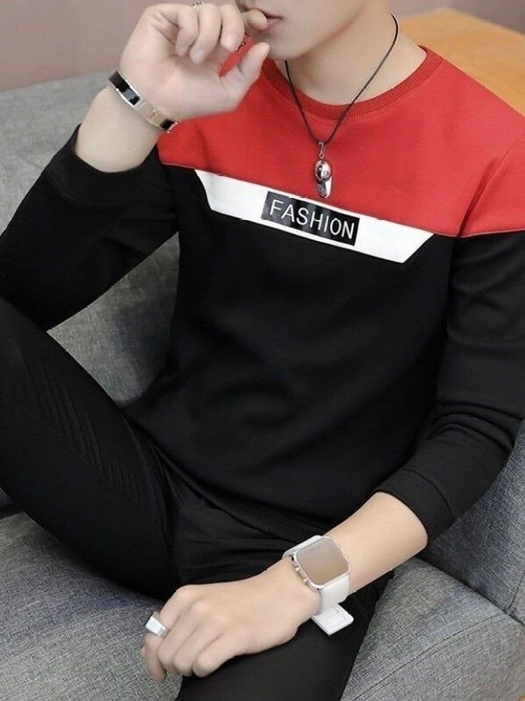 PIXFAB Men Typography Colourblocked Organic Cotton T-shirt - view 1