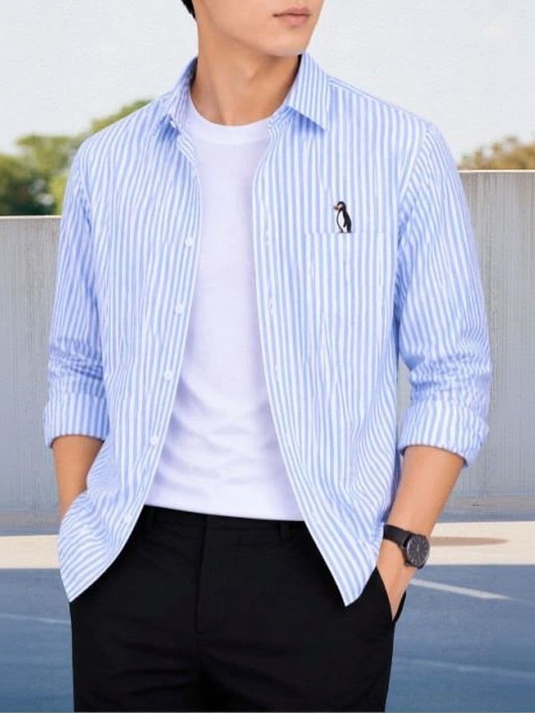 Black Deer Men Standard Striped Casual Shirt - view 1