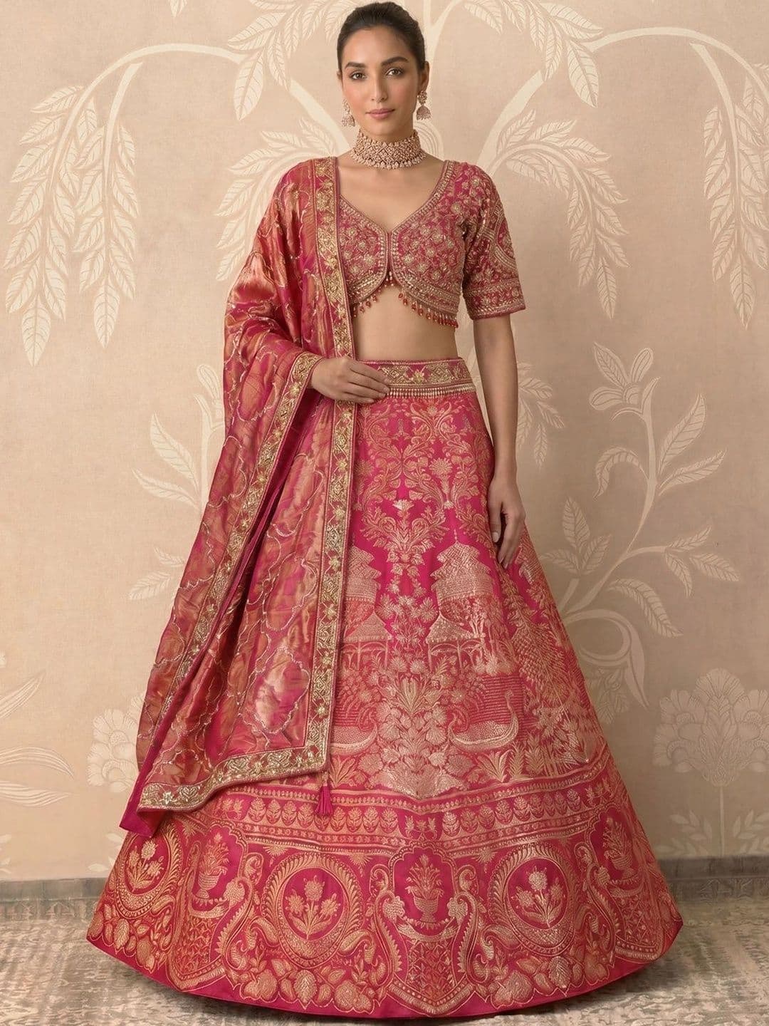 THE THIRD LABEL Embroidered Semi-Stitched Lehenga & Ready to Wear Blouse With Dupatta - view 1
