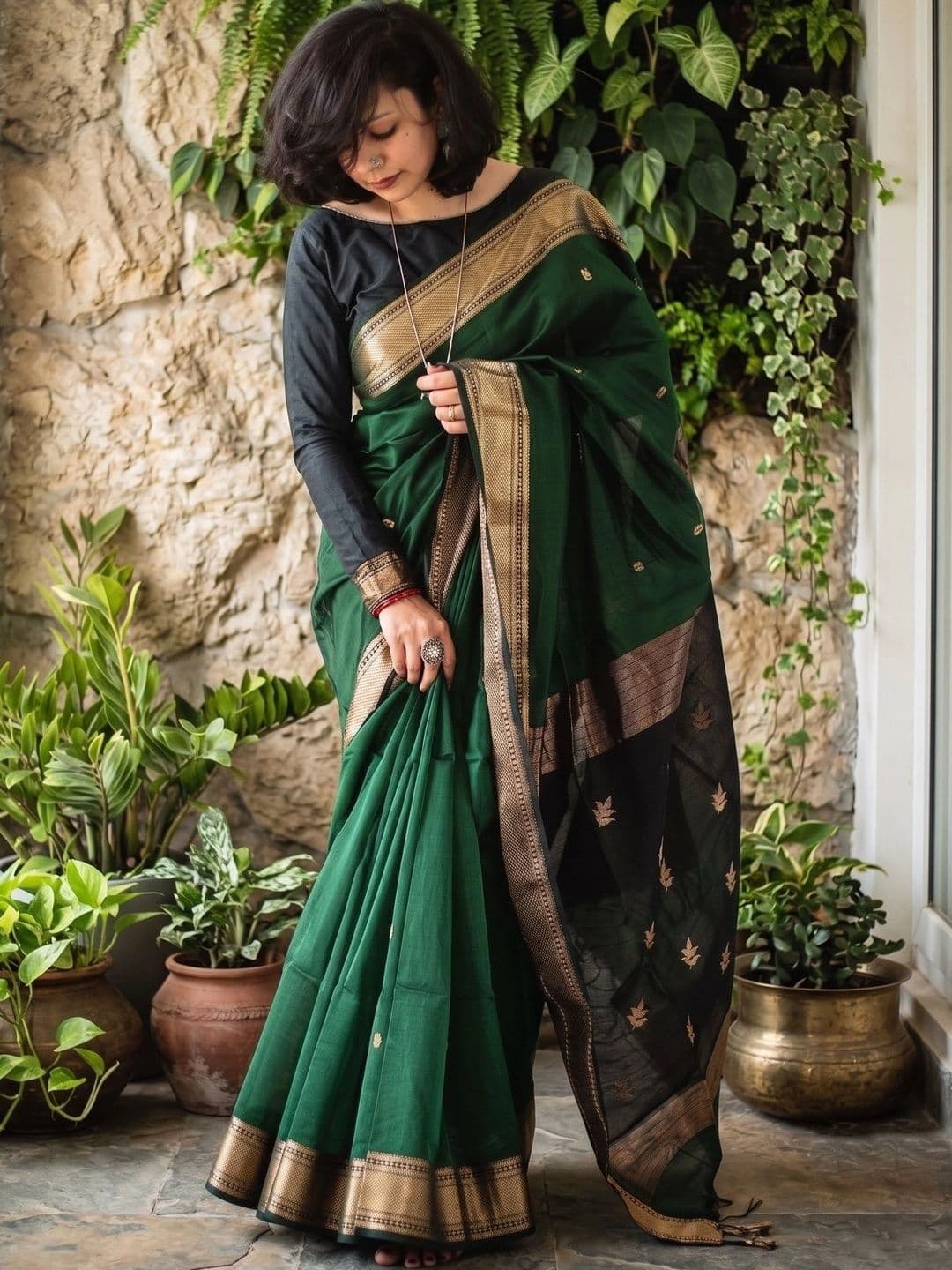 Zankhi Hosiery Woven Design Zari Pure Silk Banarasi Saree - view 1