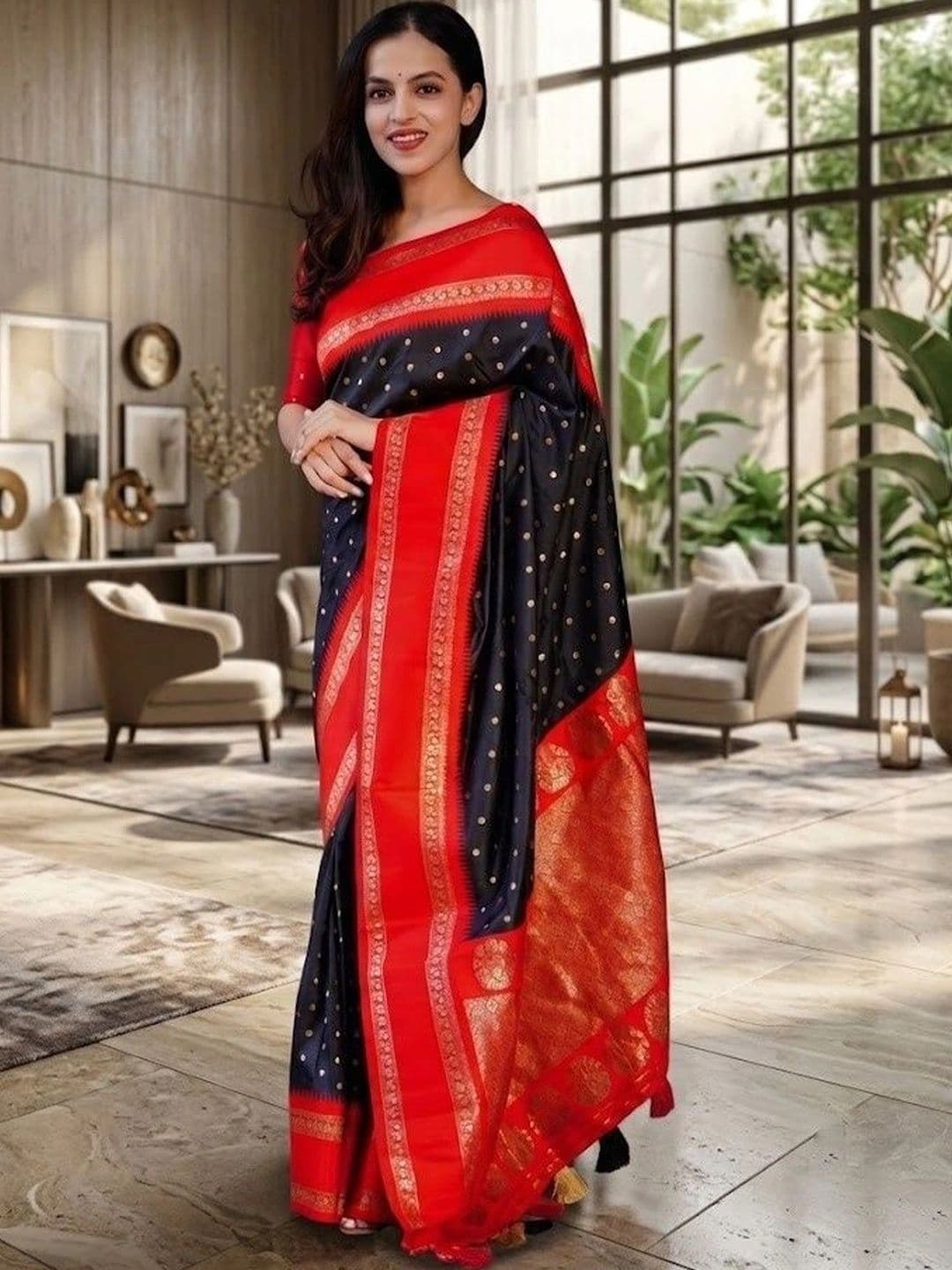 Vmdesigns Woven Design Zari Pure Silk Banarasi Saree - view 1