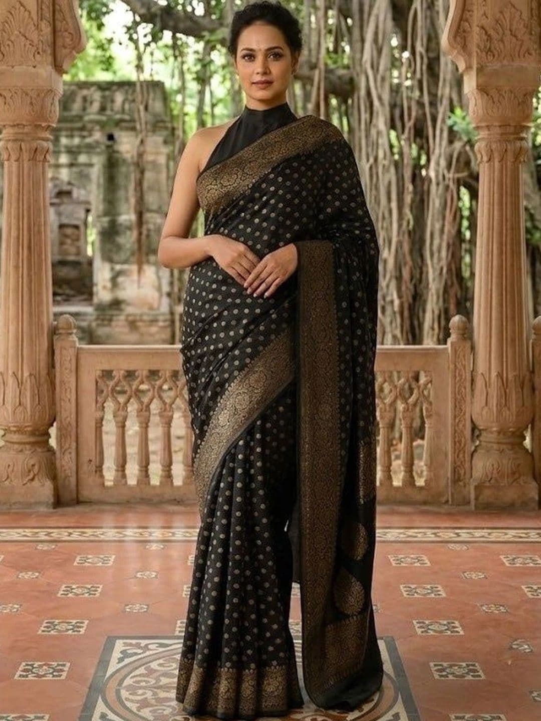 you shop we ship Woven Design Zari Pure Silk Banarasi Saree - view 1
