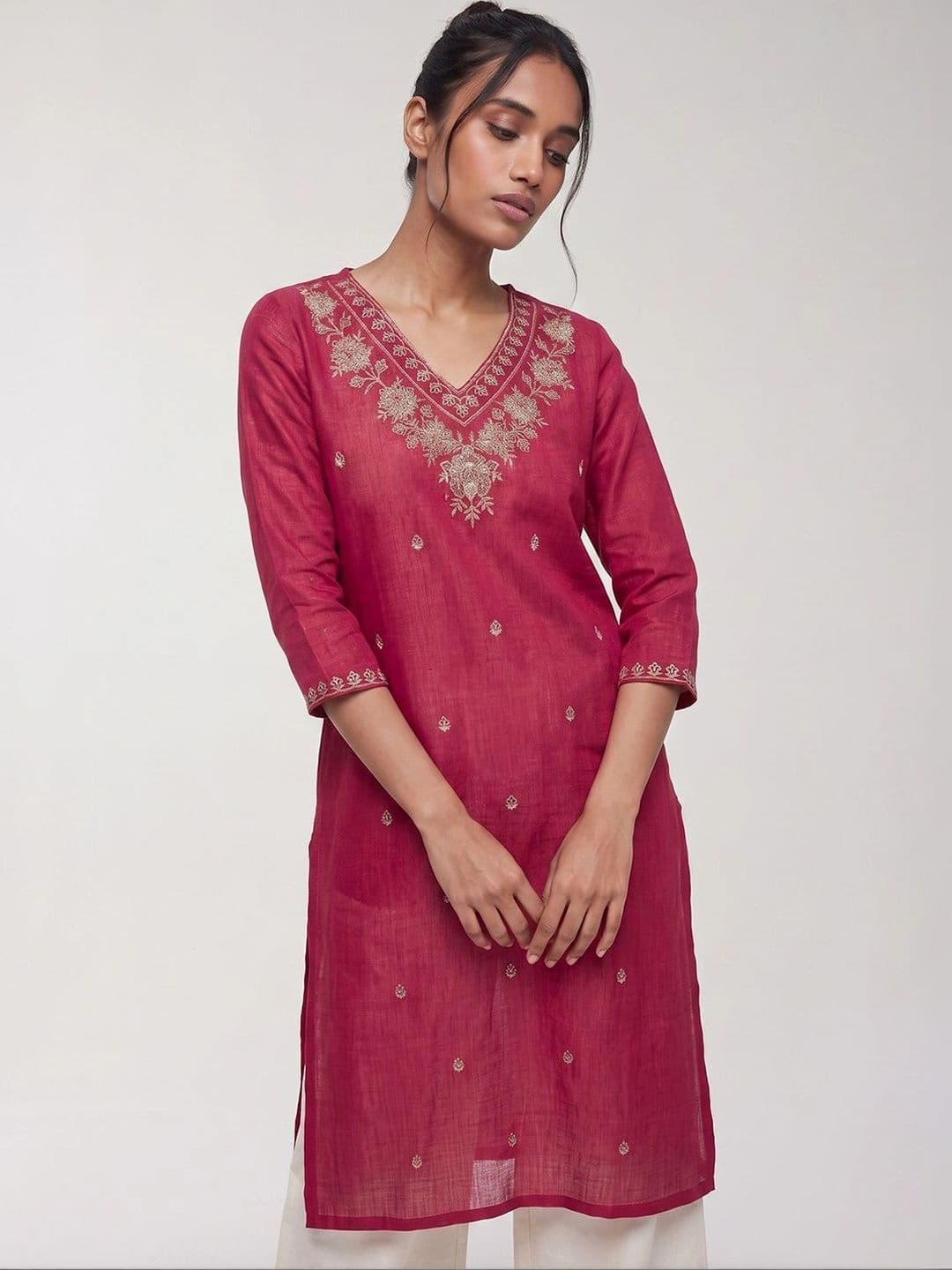 max Women Ethnic Motifs Embroidered Thread Work Kurta - view 1