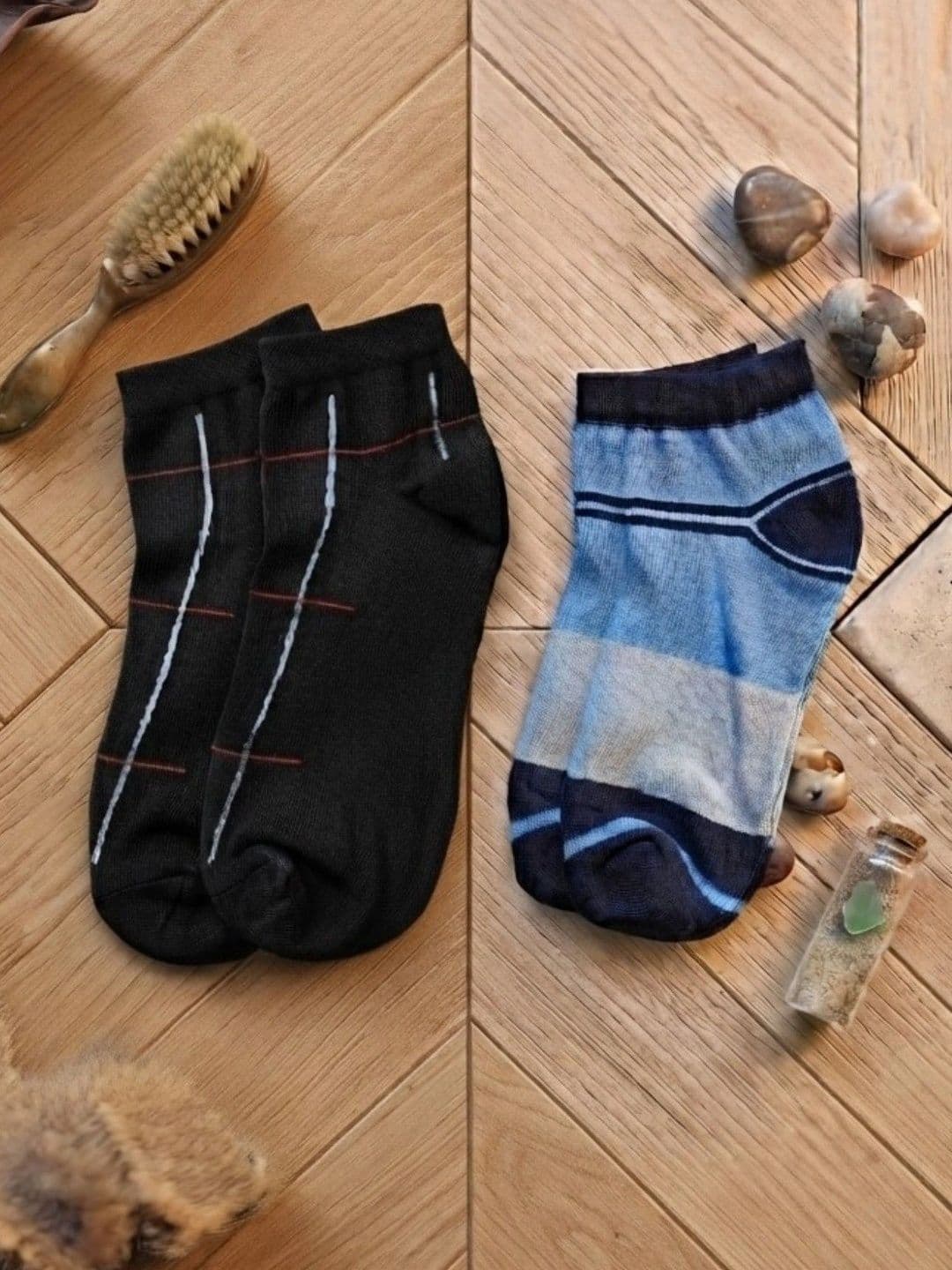 SWAZ Men Pack of 2 Cotton Assorted Patterned Ankle Length Socks - view 1