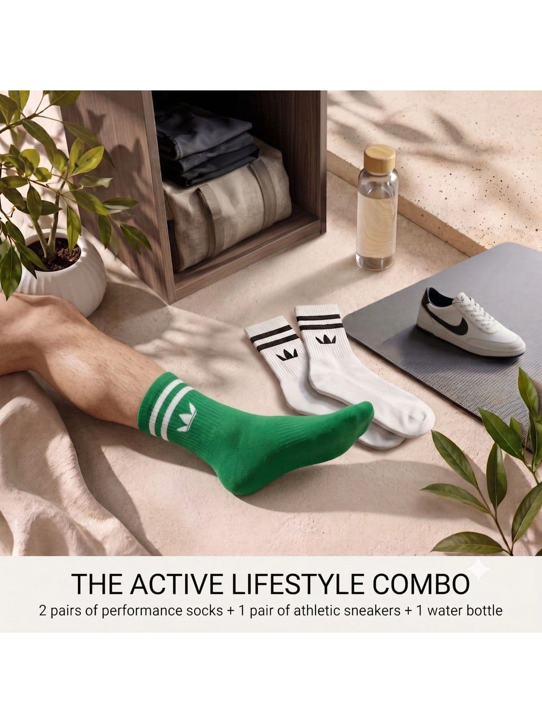 SWAZ Men Pack of 2 Cotton Assorted Striped Above Ankle Socks - view 1