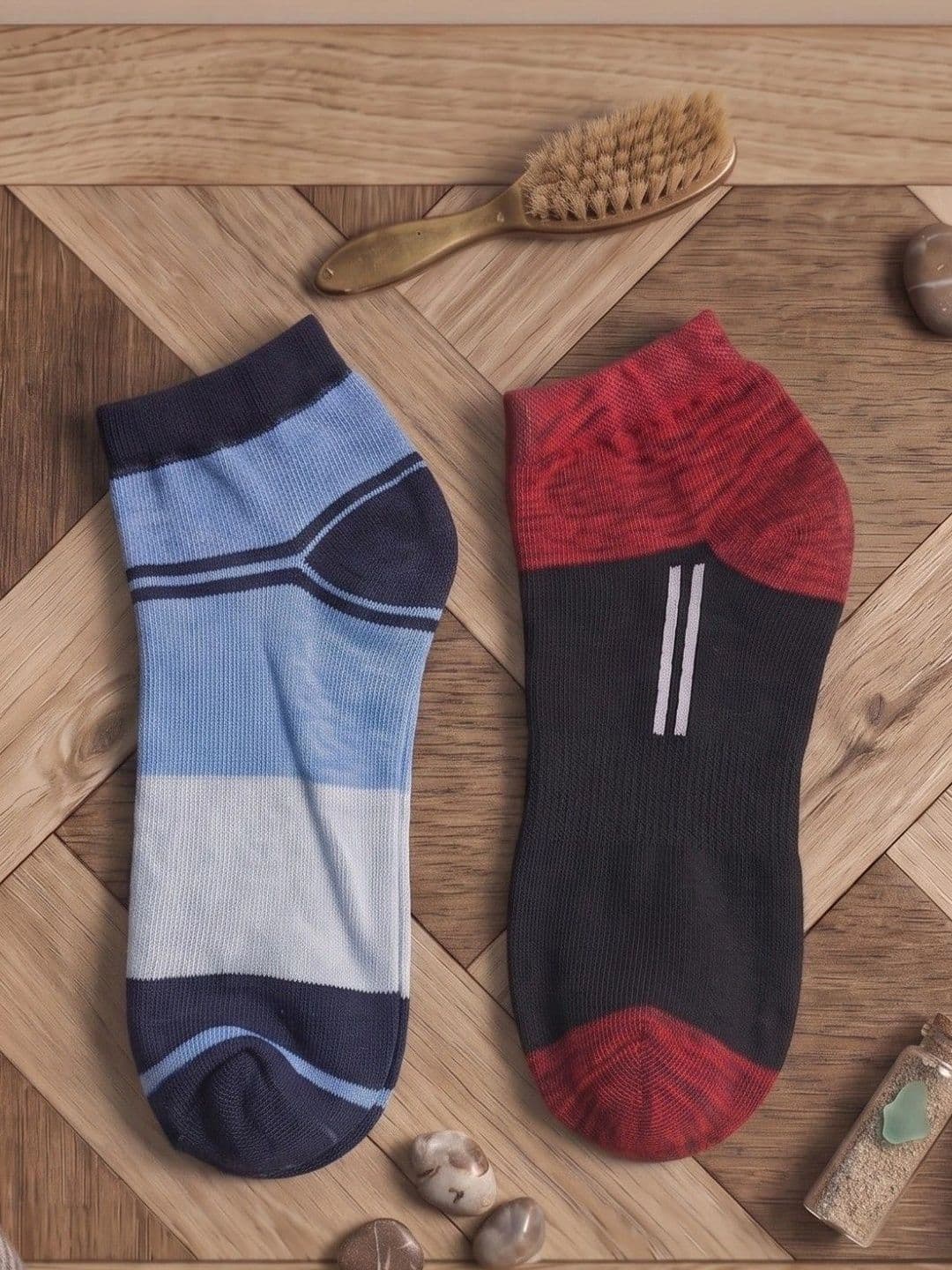 pell-mell Men Pack of 2 Cotton Assorted Striped Ankle Length Socks - view 1