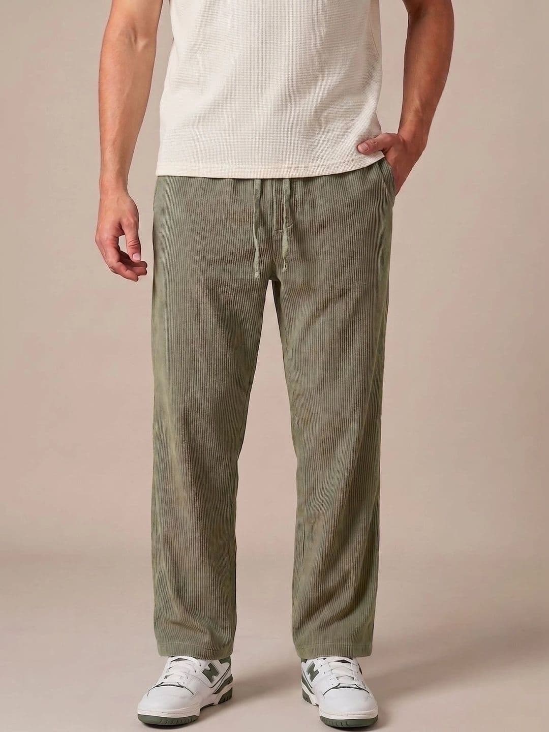 Hence Men Striped Relaxed Easy Wash Corduroy Trousers - view 1