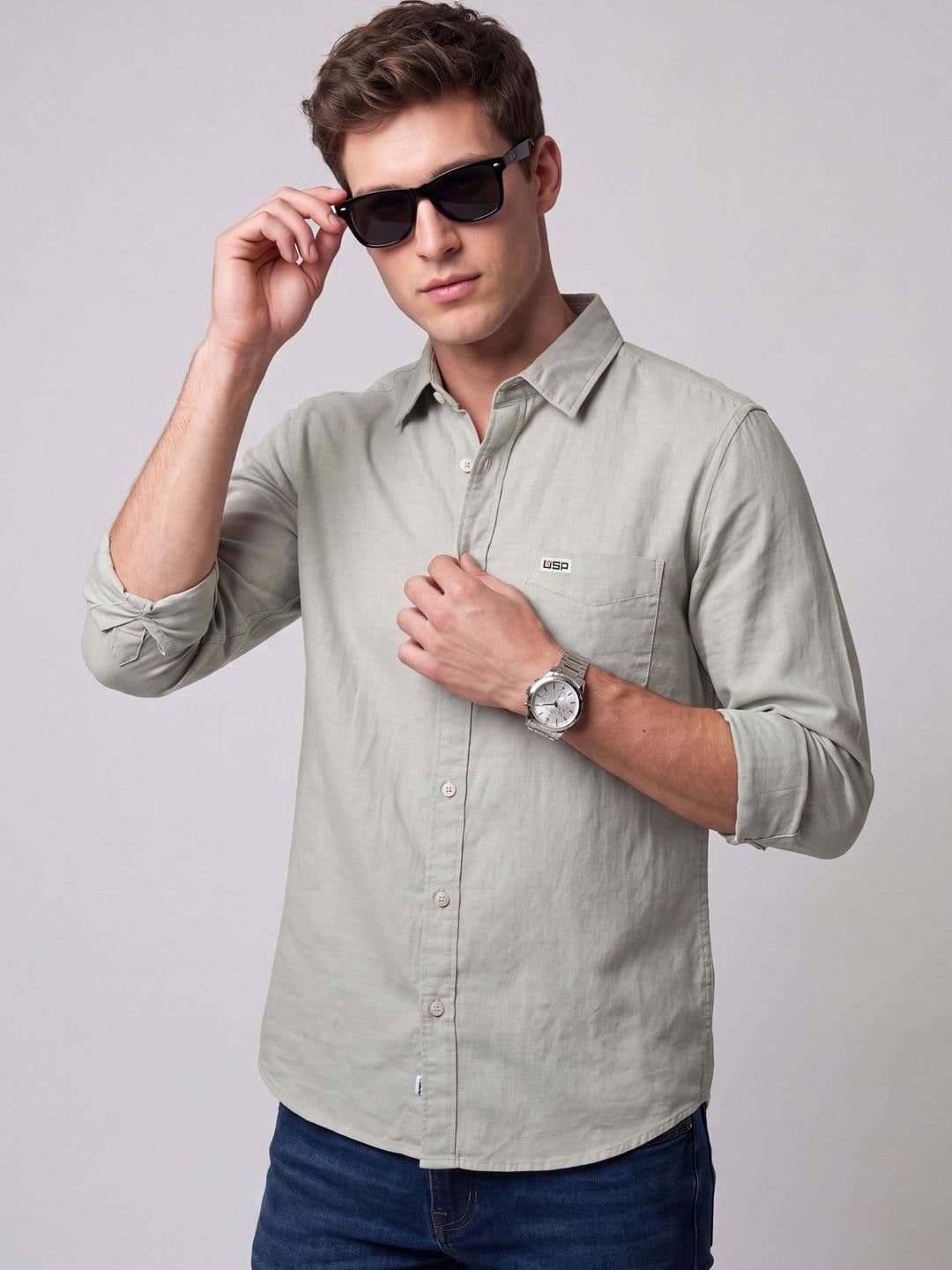 U.S. PITCHERS Men Modern Slim Fit Casual Shirt - view 1