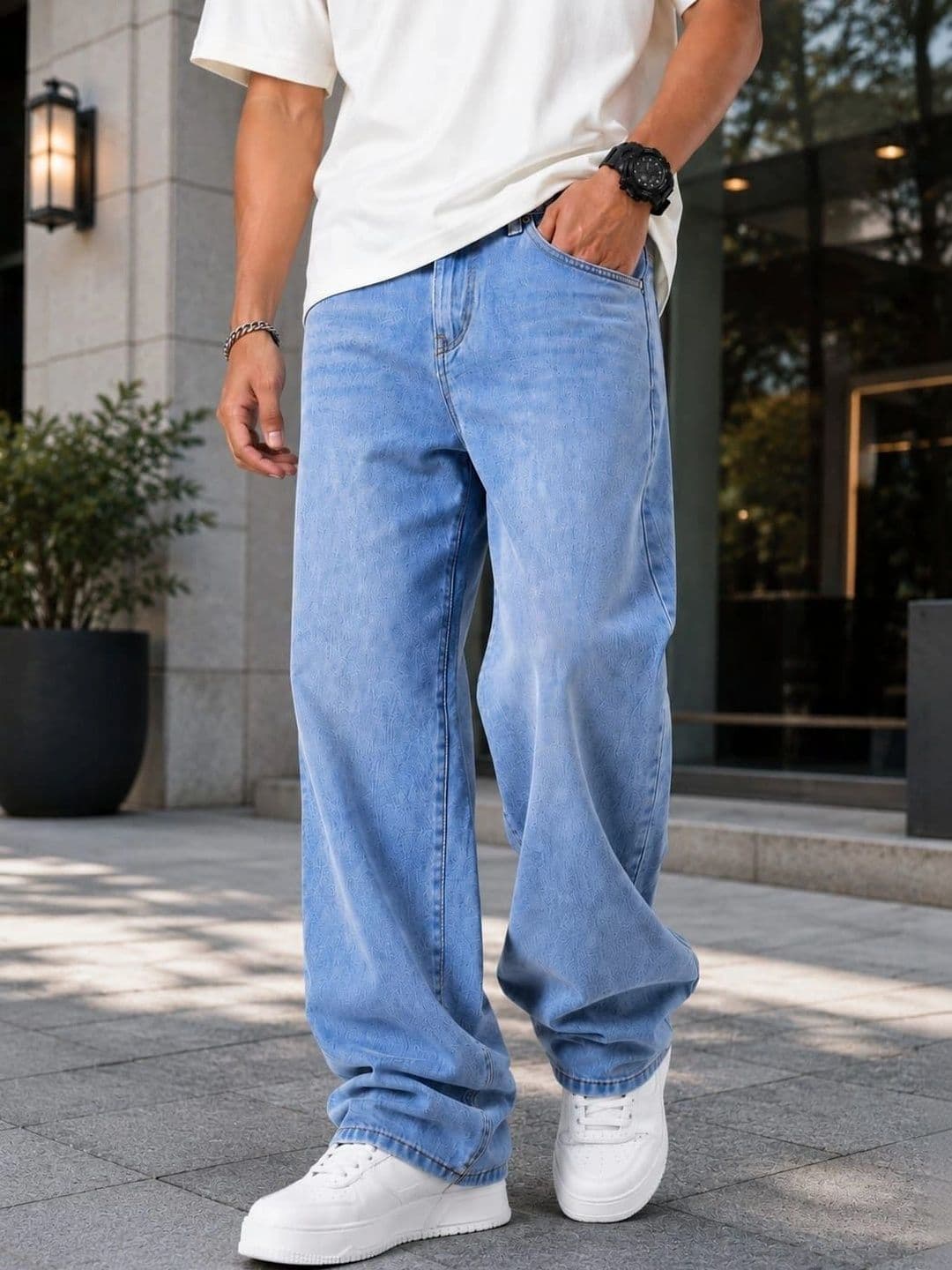 PINKLIT Men Straight Fit Mid-Rise Light Fade Jeans - view 1