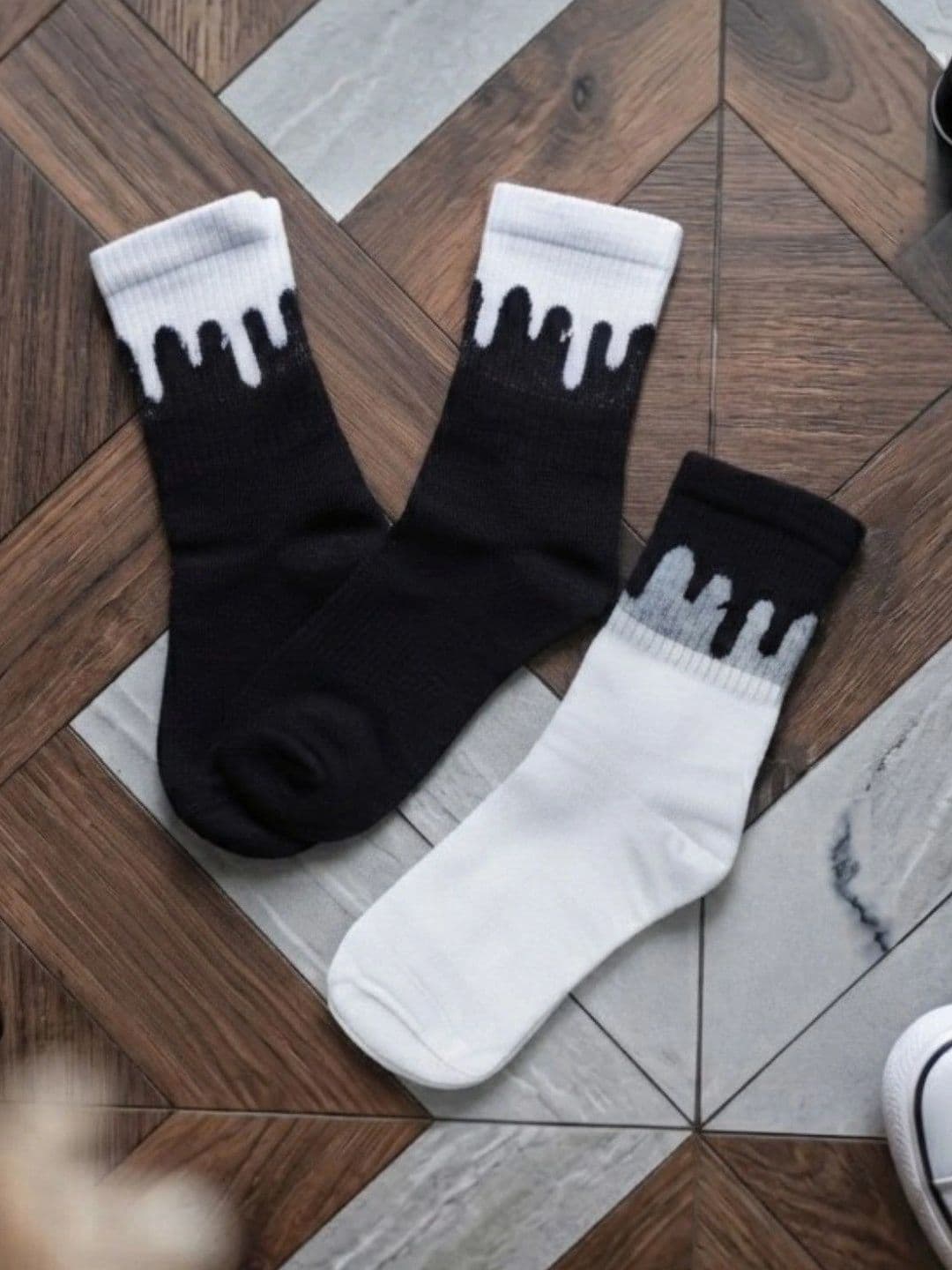 pell-mell Men Pack of 2 Cotton Assorted Patterned Above Ankle Socks - view 1