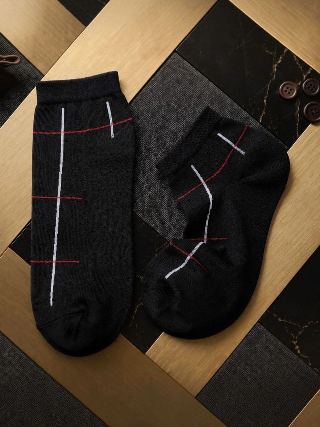 pell-mell Men Pack of 2 Cotton Assorted Patterned Above Ankle Socks - view 1