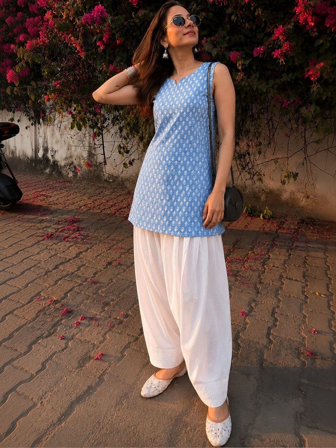 MANOJAVA Women Ethnic Motifs Printed Regular Liva Kurti with Patiala - view 1