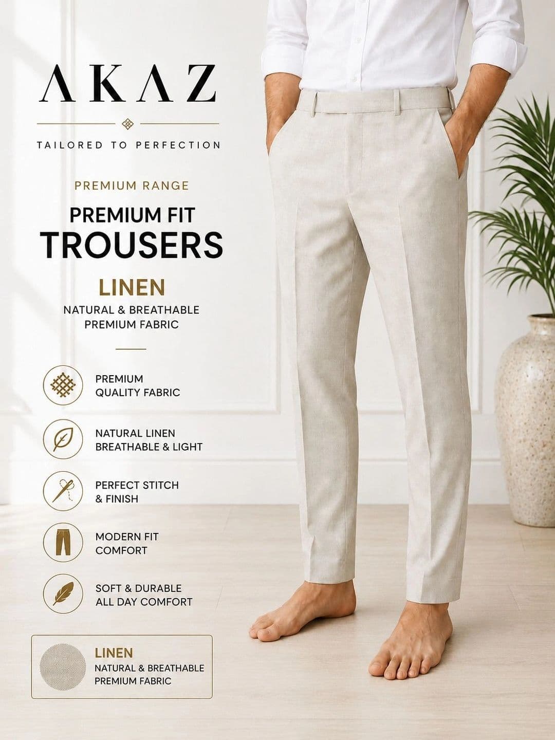 Akaz Men Tailored Easy Wash Trousers - view 1