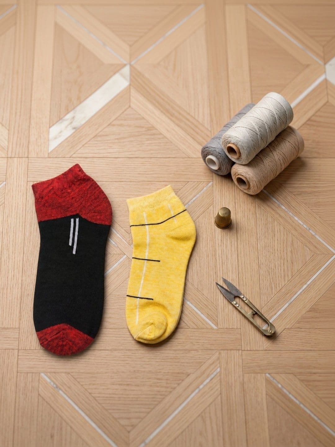SWAZ Men Pack of 2 Cotton Assorted Patterned Ankle Length Socks - view 1