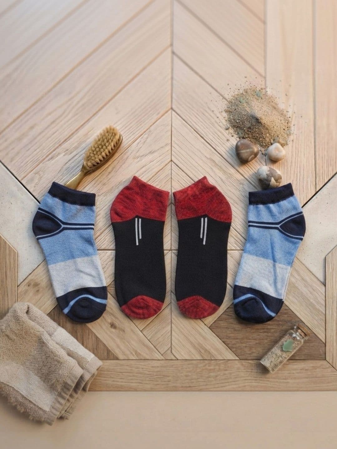 pell-mell Men Pack of 2 Cotton Assorted Colourblocked Above Ankle Socks - view 1