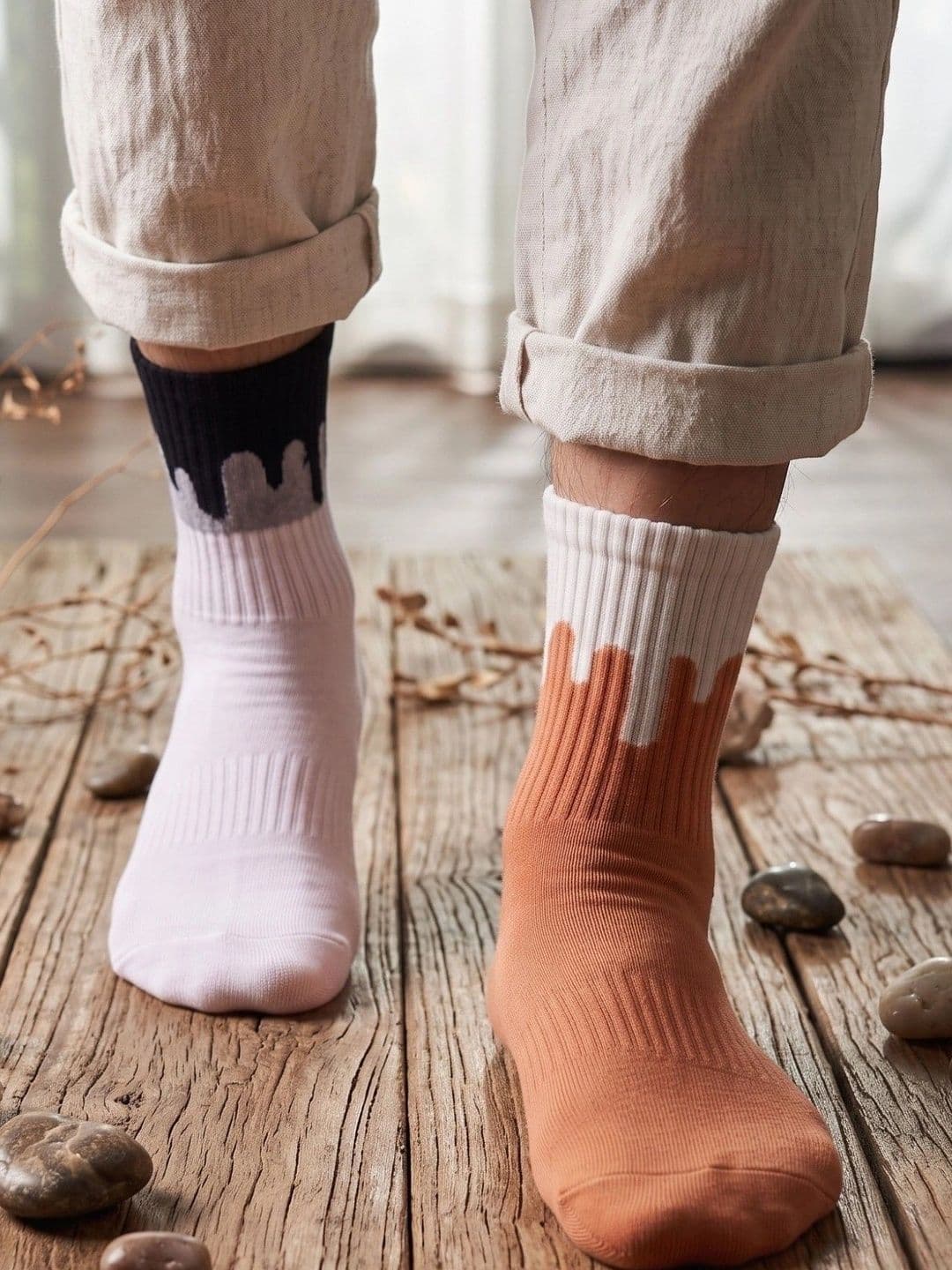 pell-mell Men Pack of 2 Cotton Assorted Patterned Above Ankle Socks - view 1