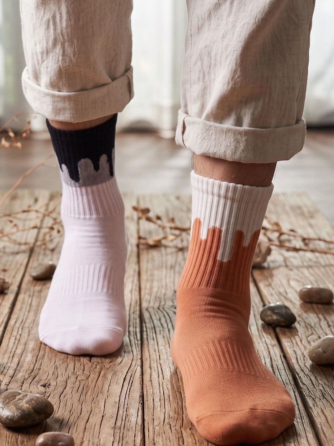 SWAZ Men Pack of 2 Cotton Assorted Patterned Above Ankle Socks - view 1