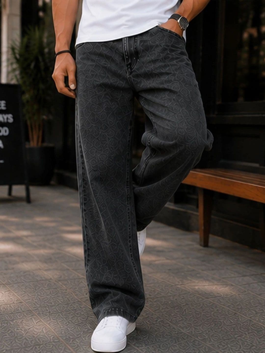 GARTEEN Men Classic Straight Fit Mid-Rise Printed Stretchable Jeans - view 1