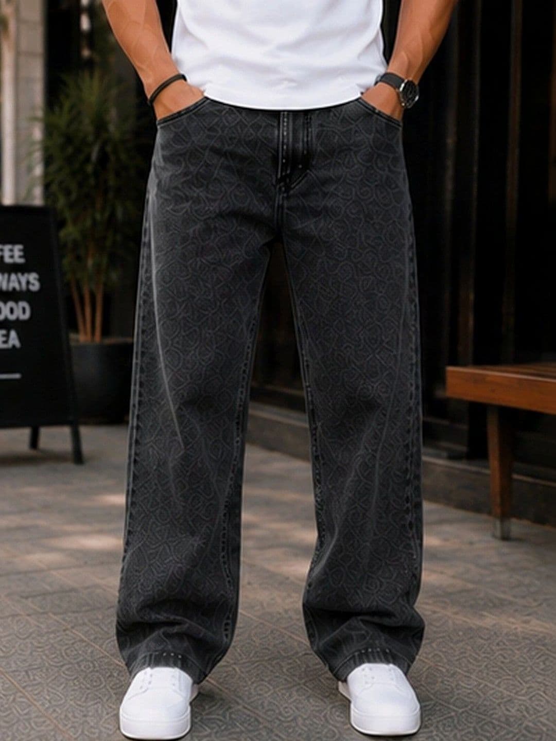 DENIM LIFE Men Classic Straight Fit Mid-Rise Printed Stretchable Denim Jeans - view 1