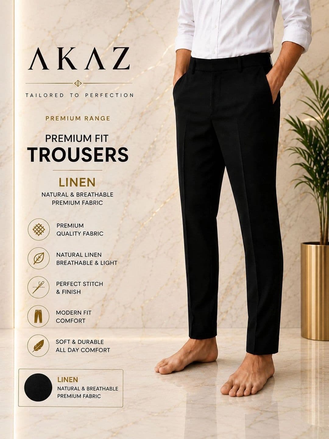 Akaz Men Tailored Easy Wash Trousers - view 1