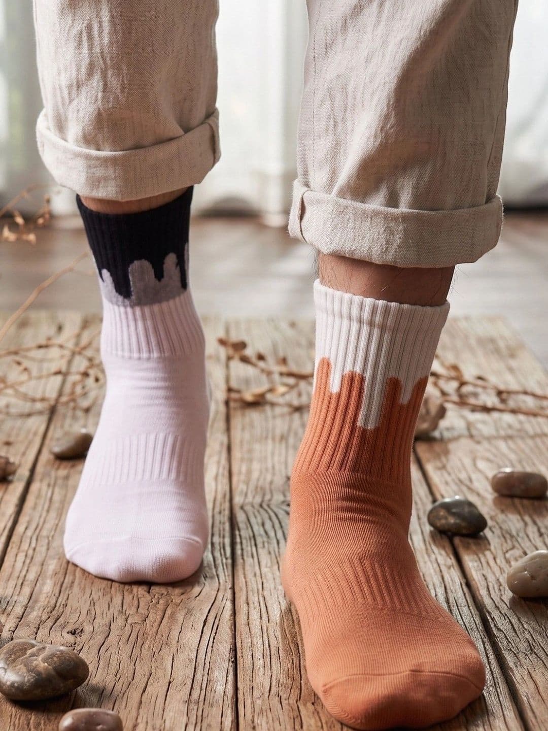 SWAZ Men Pack of 2 Cotton Assorted Patterned Above Ankle Socks - view 1