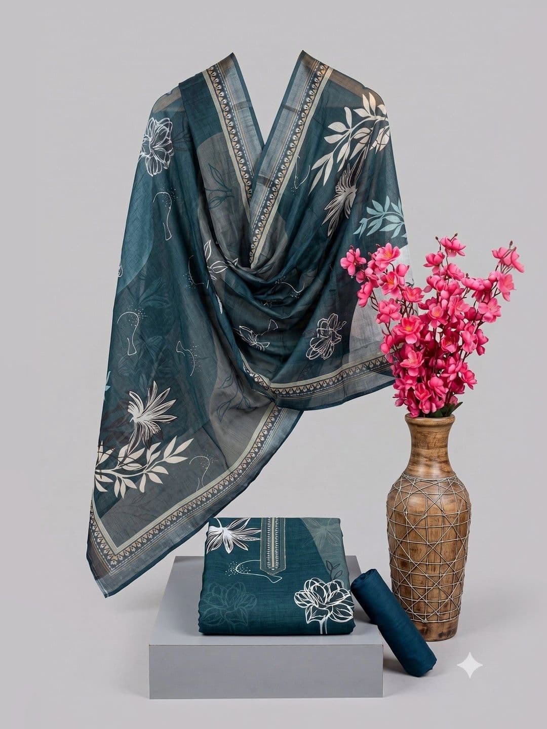Dhaaga Ghar Printed Linen Unstitched Dress Material - view 1