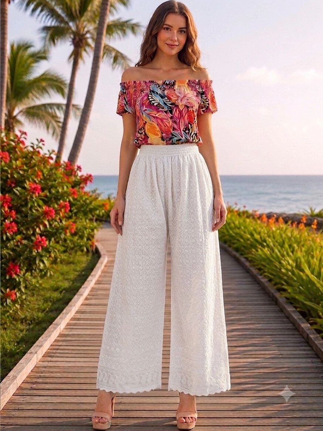 Fashionable Women Knitted Palazzos - view 1