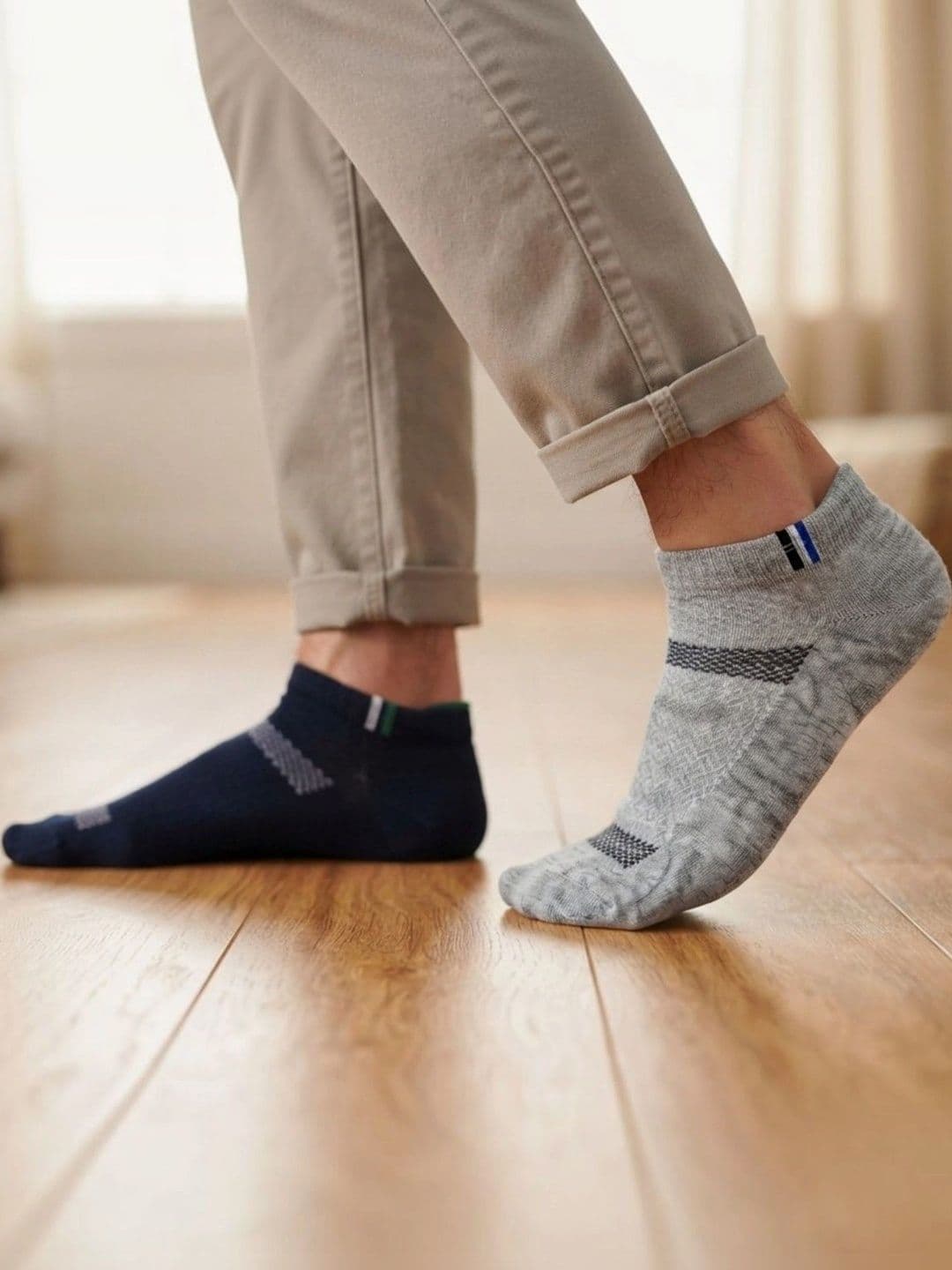 SWAZ Men Pack of 2 Cotton Assorted Patterned Ankle Length Socks - view 1