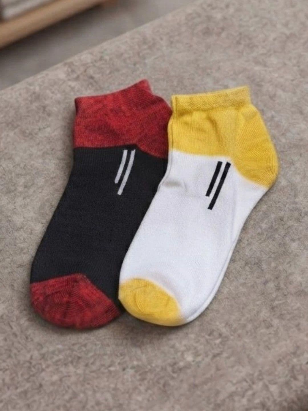 pell-mell Men Pack of 2 Cotton Assorted Colourblocked Ankle Length Socks - view 1