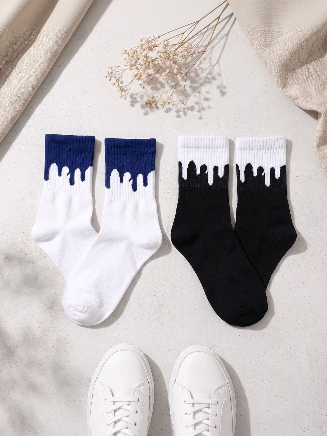 SWAZ Men Pack of 2 Cotton Assorted Patterned Above Ankle Socks - view 1