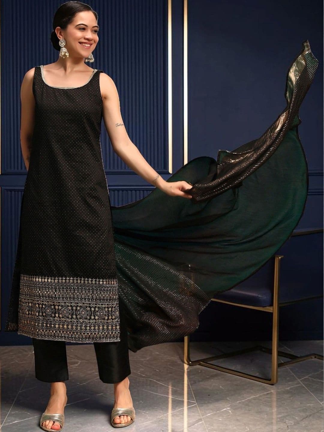 KALINI Women Ethnic Motifs Regular Kurta with Trousers & With Dupatta - view 1