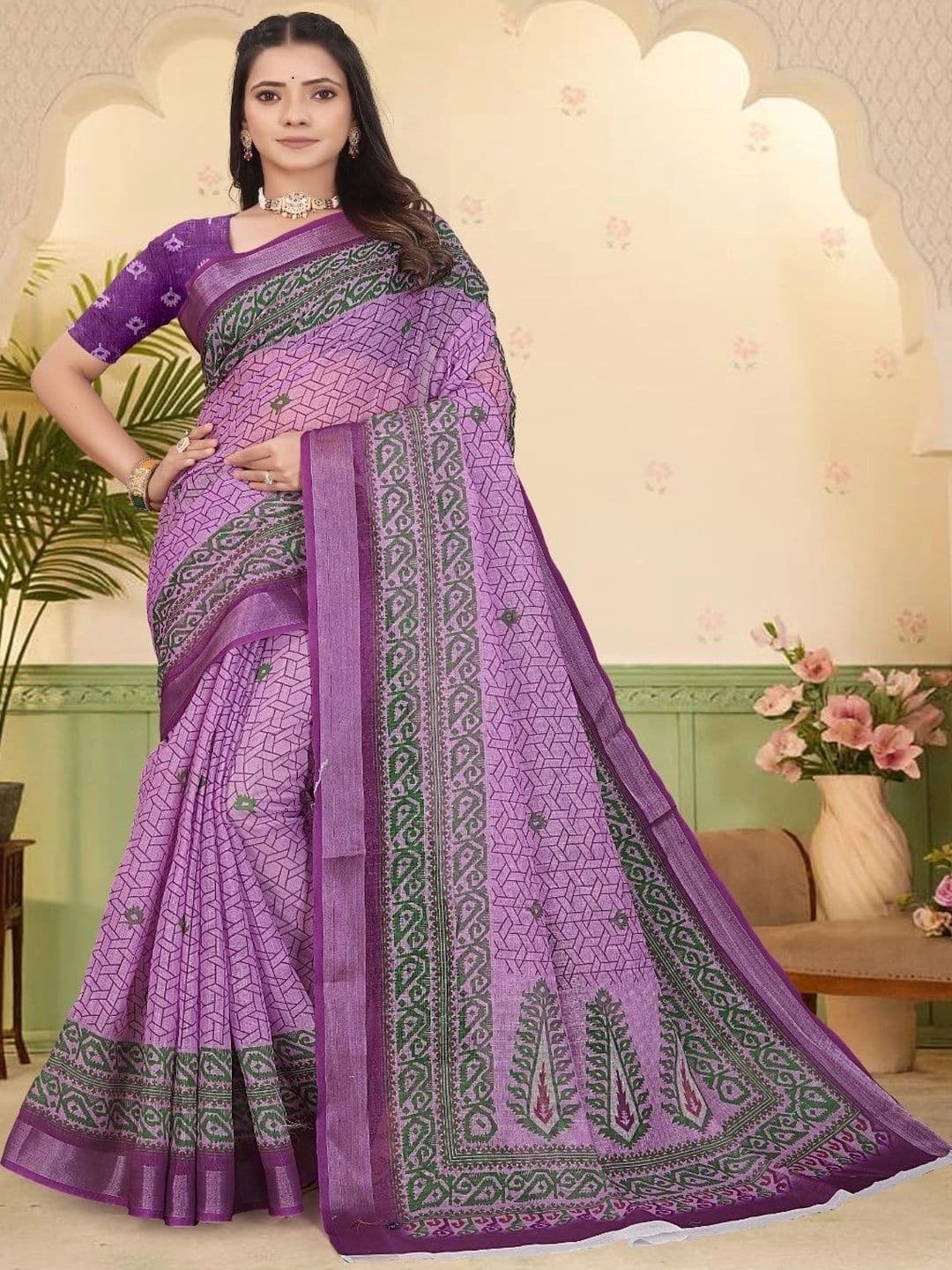 JIVIKA Woven Design Silk Cotton Kanjeevaram Saree - view 1