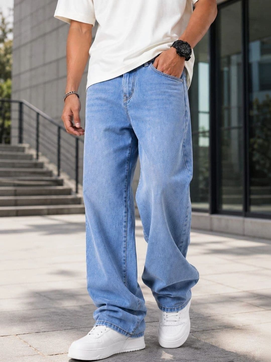 PINKLIT Men Straight Fit Mid-Rise Light Fade Jeans - view 1