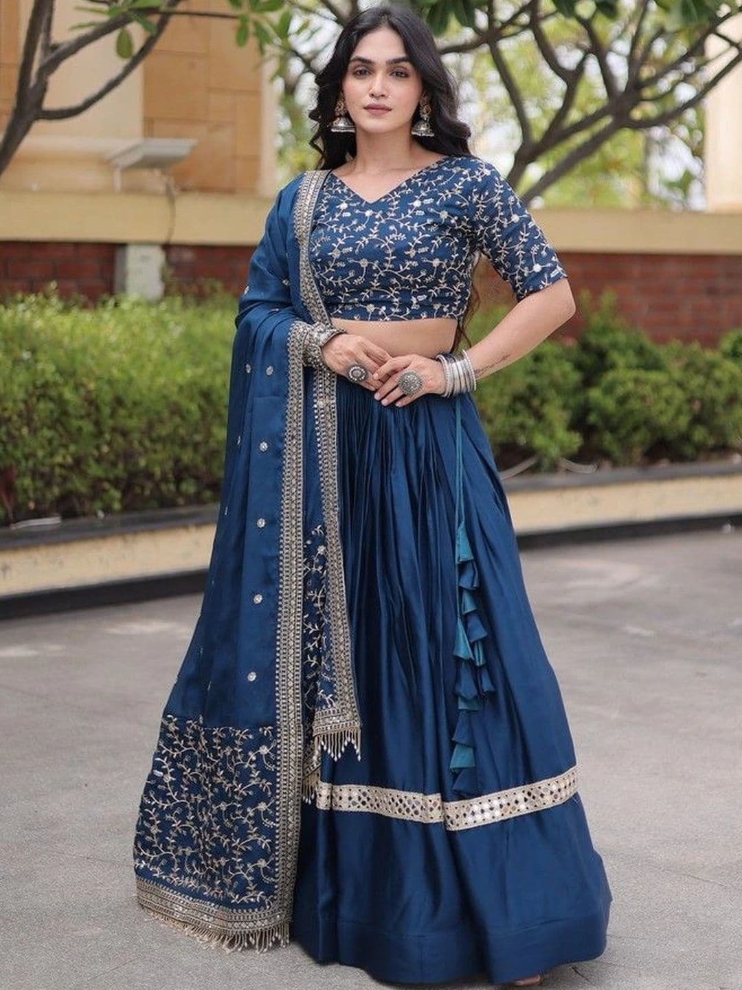 Livewear Embroidered Ready to Wear Lehenga & Unstitched Blouse With Dupatta - view 1