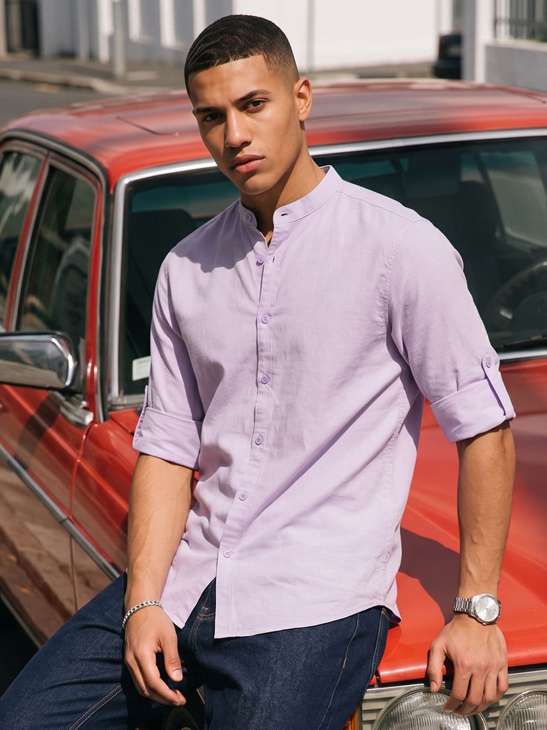 The Roadster Life Co. Band Collar Pure Cotton Casual Shirt - view 1