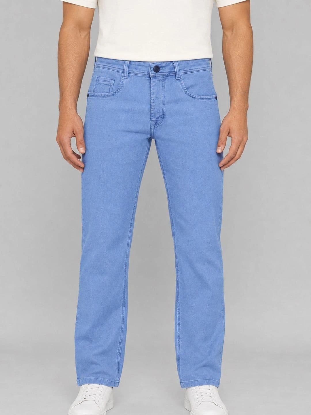Kyber Men Jean Straight Fit Mid-Rise Light Fade Stretchable Jeans - view 1
