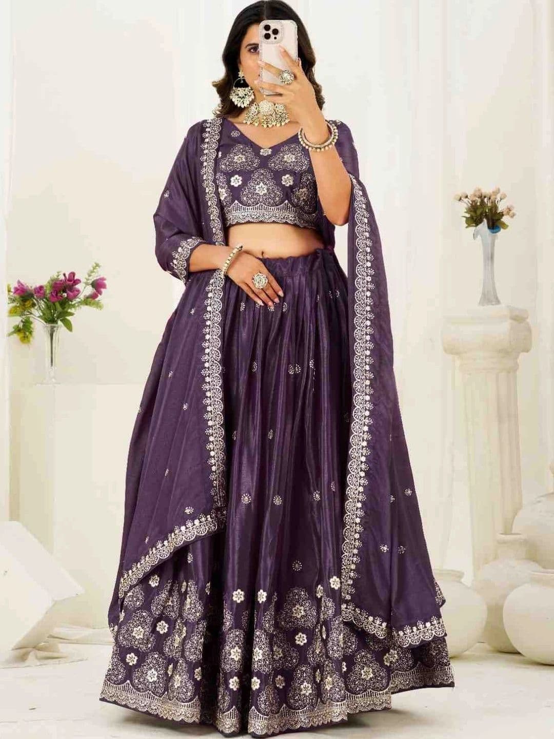 all about you Embroidered Thread Work Ready to Wear Lehenga & Blouse With Dupatta - view 1