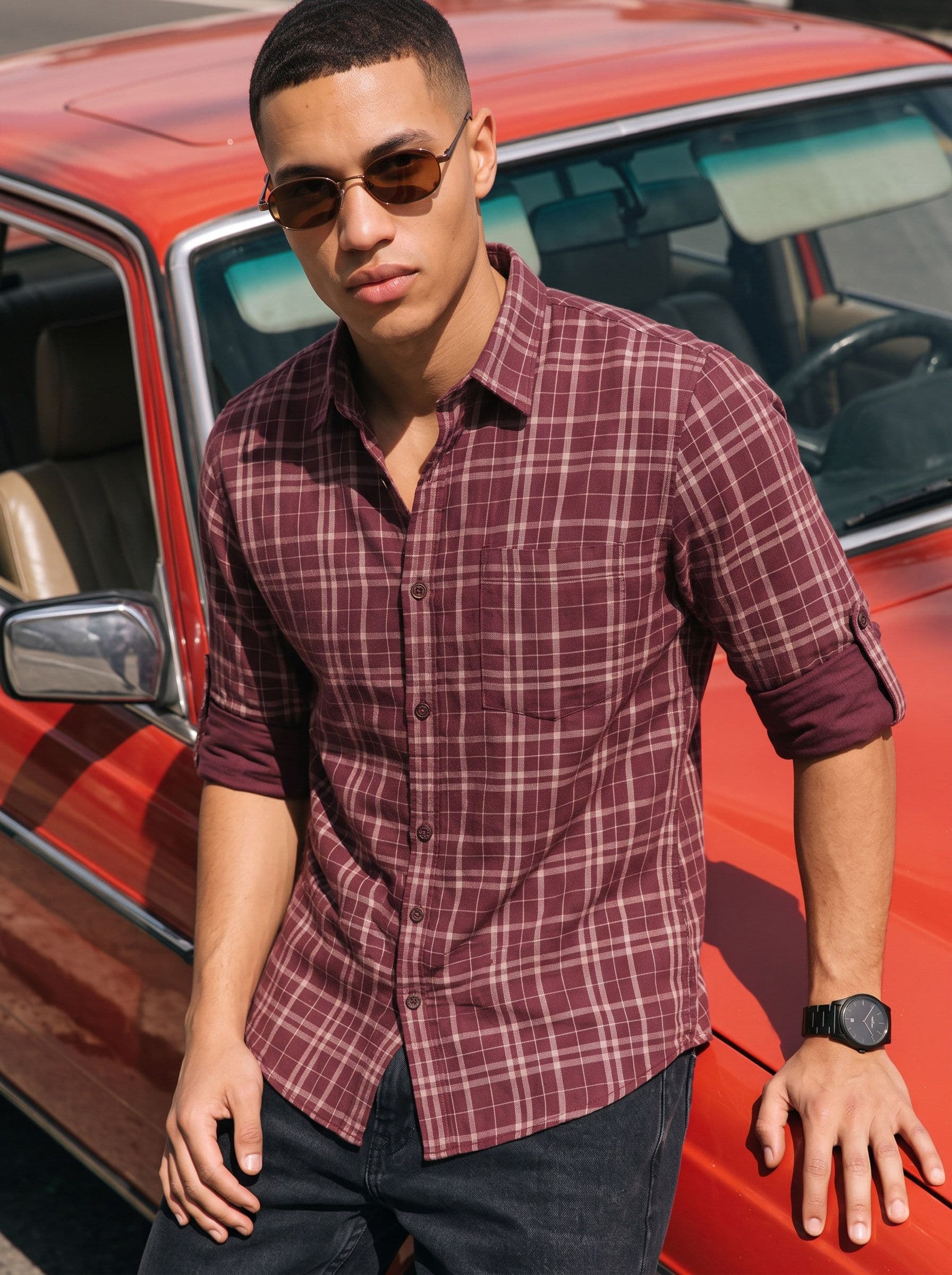 The Roadster Life Co. Tartan Checked Pure Cotton Casual Shirt - view 1