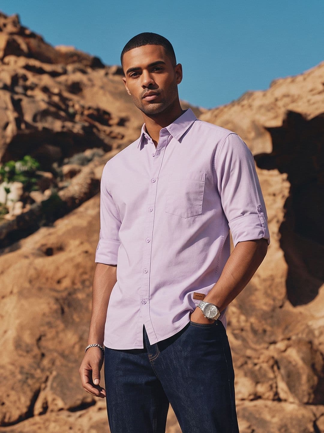 The Roadster Life Co. Spread Collar Pure Cotton Casual Shirt - view 1