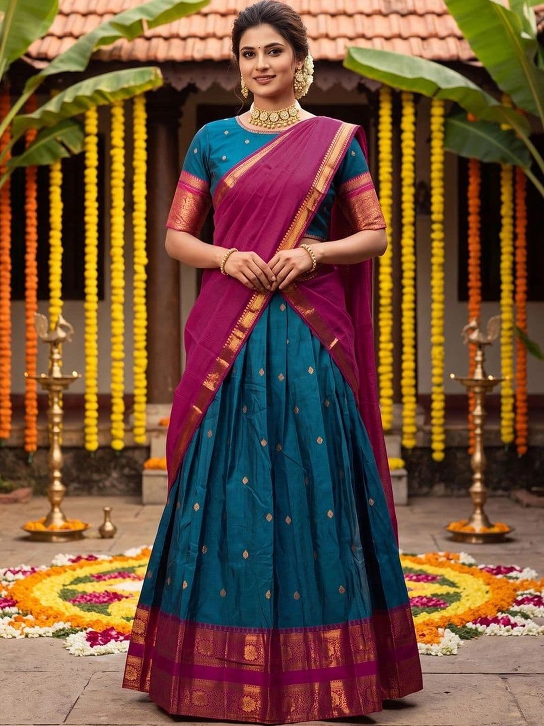 kasee Embellished Semi-Stitched Lehenga & Blouse With Dupatta - view 1