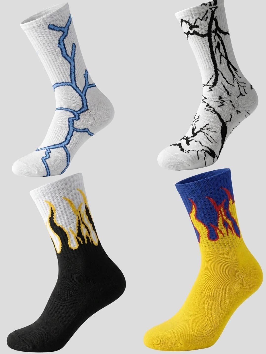 Moda Rapido Men Pack of 4 Cotton Blend Patterned Calf Length Socks - view 1