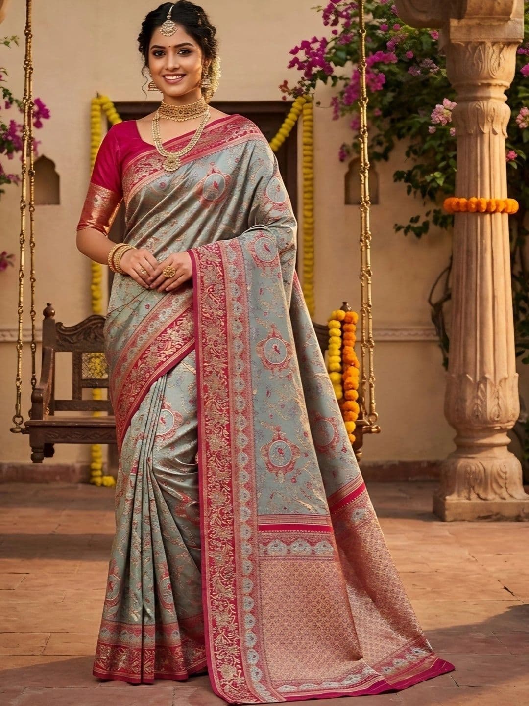 KAILASA Woven Design Zari Art Silk Designer Banarasi Saree - view 1