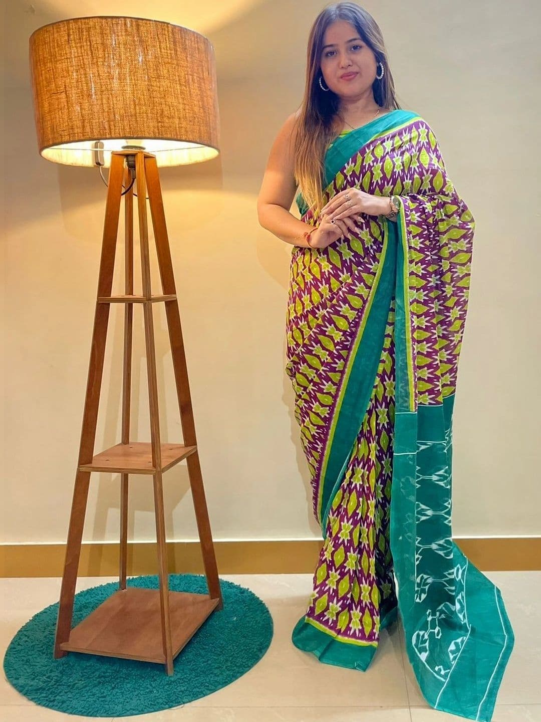 KALINI Pure Cotton Fusion Block Print Saree - view 1