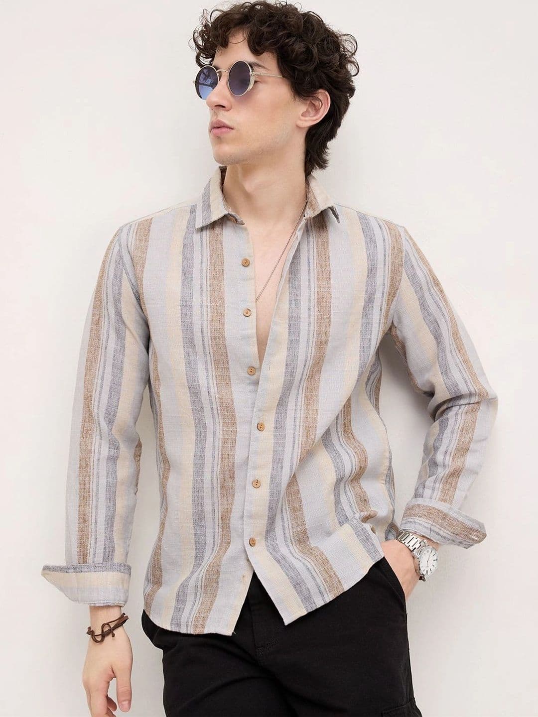 VASTRADO Men Classic Slim Fit Striped Casual Shirt - view 1