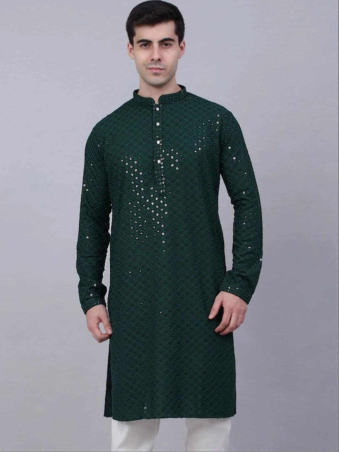 Moda Rapido Men Ethnic Motifs Embellished Sequinned Handloom Kurta - view 1