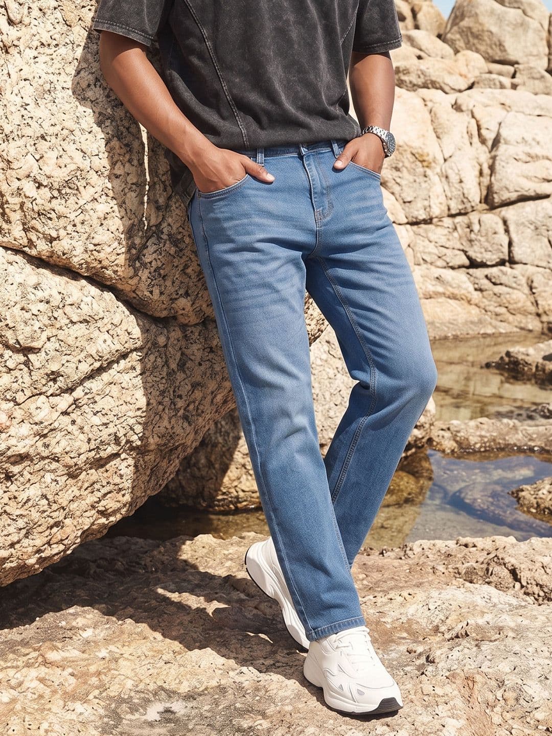 The Roadster Life Co. Straight Fit Light Fade Stretchable Jeans - view 1