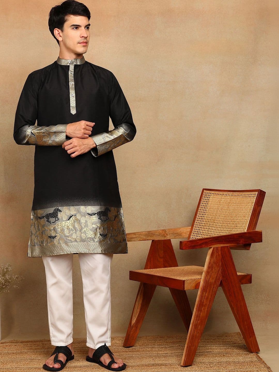 House Of Sanskruti Men Jacquard Kurta - view 1